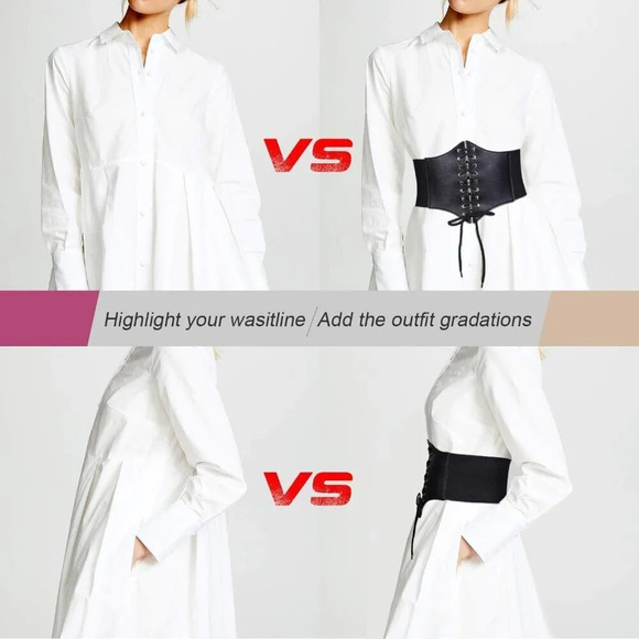 Women's Elastic Costume Waist Belt  Lace-up Tied Waspie Corset Belts - Picture 3 of 6